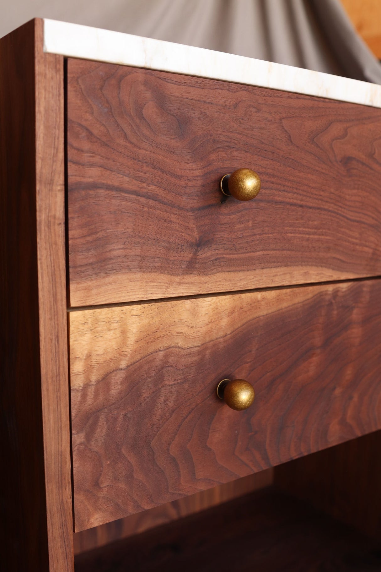 The Sarah - Walnut & Marble Nightstands