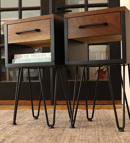 Industrial Walnut Nightstands