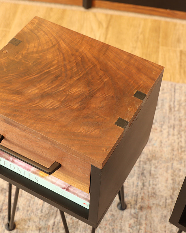 Industrial Walnut Nightstands