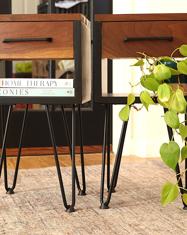 Industrial Walnut Nightstands