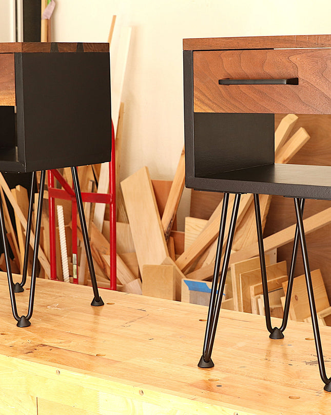 Industrial Walnut Nightstands