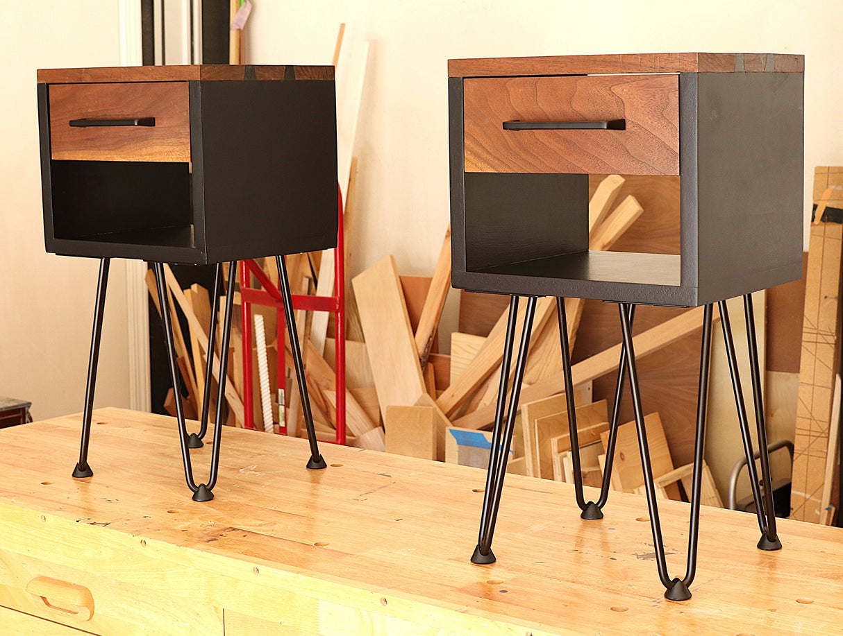 Industrial Walnut Nightstands