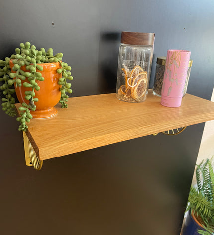 White Oak Shelf with Sunburst Brackets