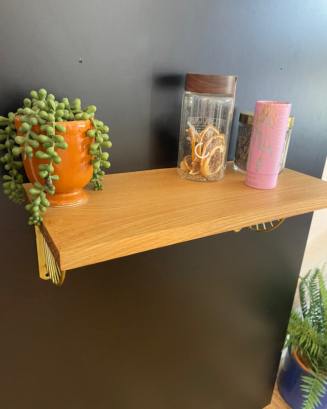 White Oak Shelf with Sunburst Brackets