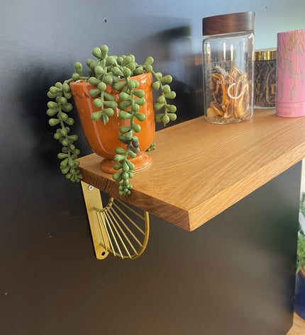 White Oak Shelf with Sunburst Brackets