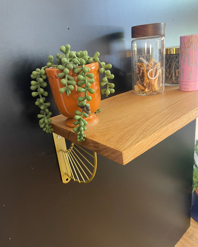 White Oak Shelf with Sunburst Brackets