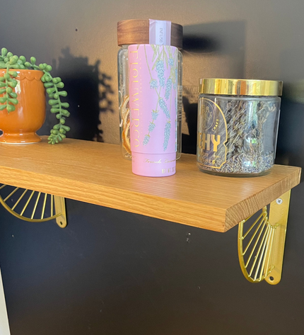 White Oak Shelf with Sunburst Brackets
