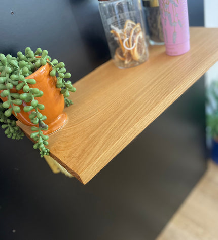 White Oak Shelf with Sunburst Brackets