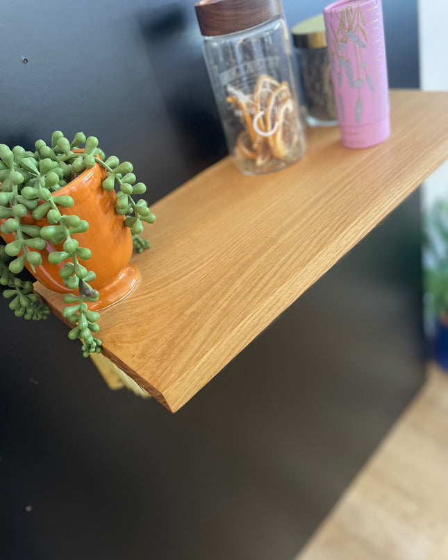White Oak Shelf with Sunburst Brackets