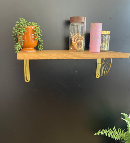 White Oak Shelf with Sunburst Brackets