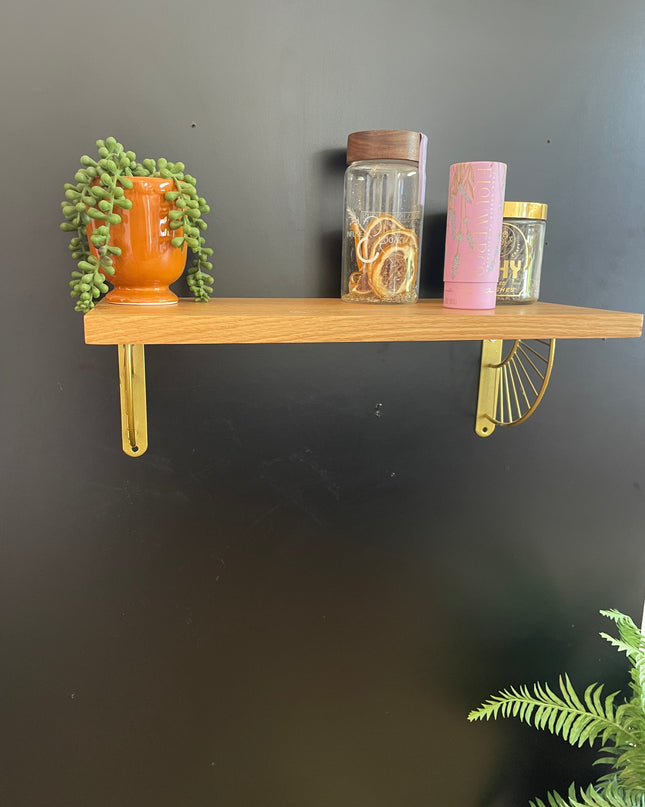 White Oak Shelf with Sunburst Brackets