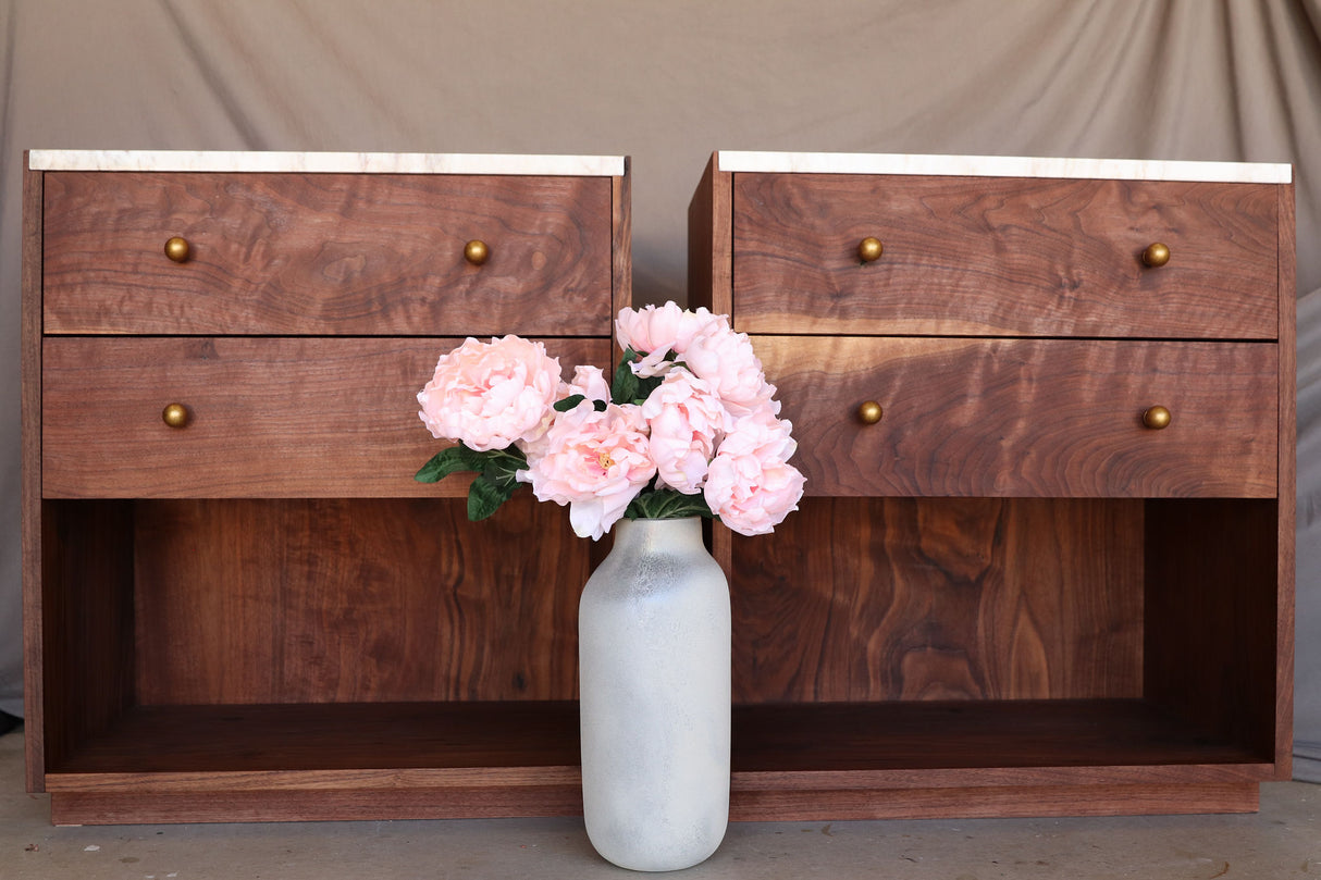 The Sarah - Walnut & Marble Nightstands