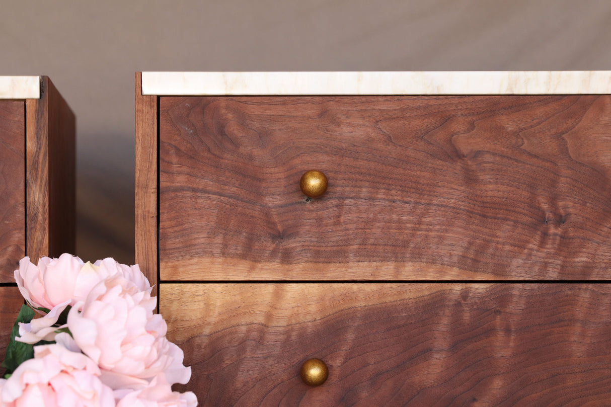 The Sarah - Walnut & Marble Nightstands