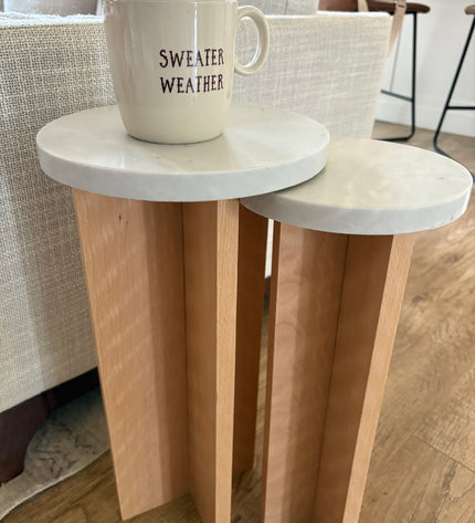 Marble End Tables - Beech Wood