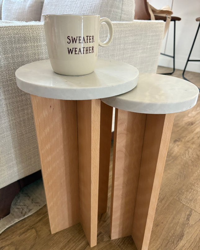 Marble End Tables - Beech Wood