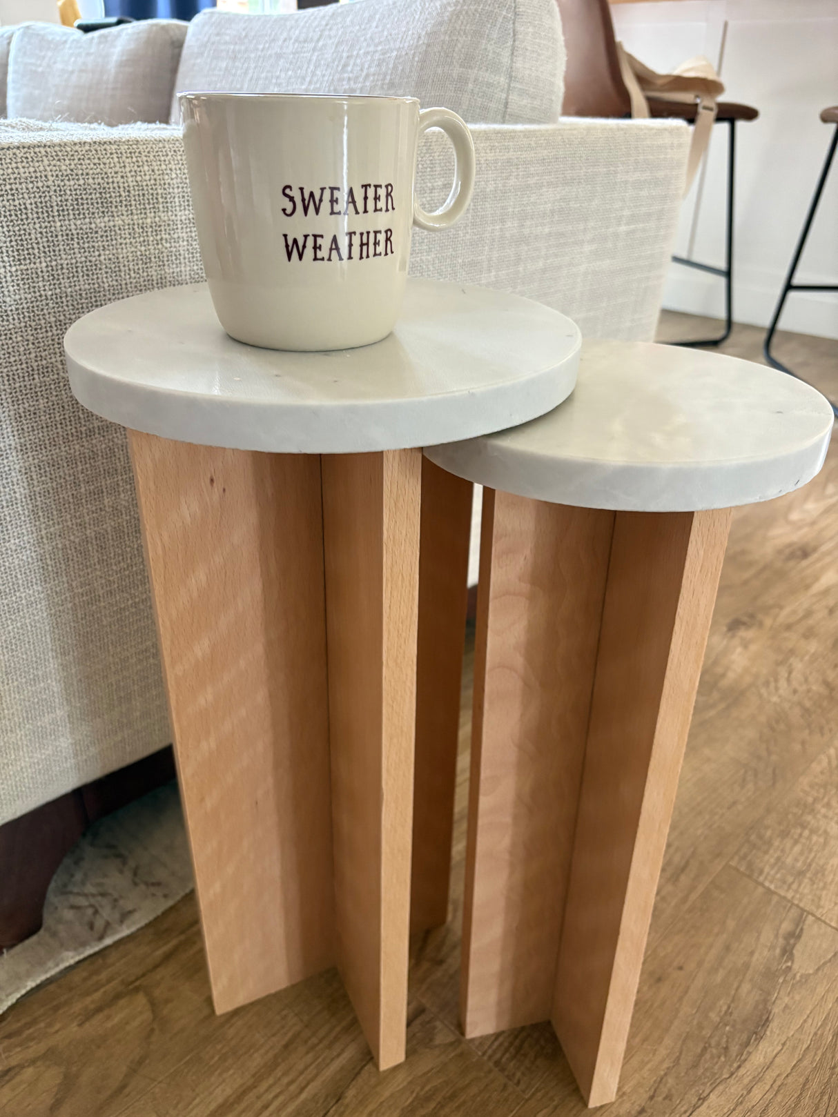 Marble End Tables - Beech Wood