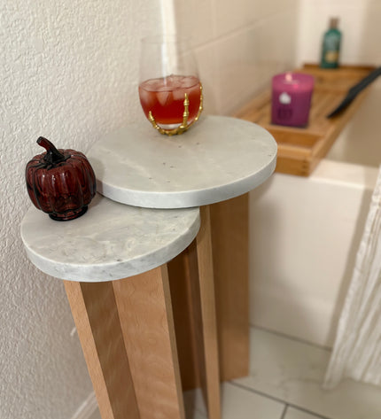 Marble End Tables - Beech Wood