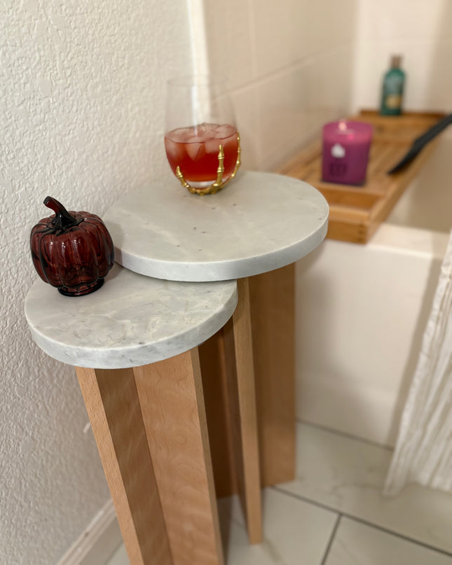 Marble End Tables - Beech Wood