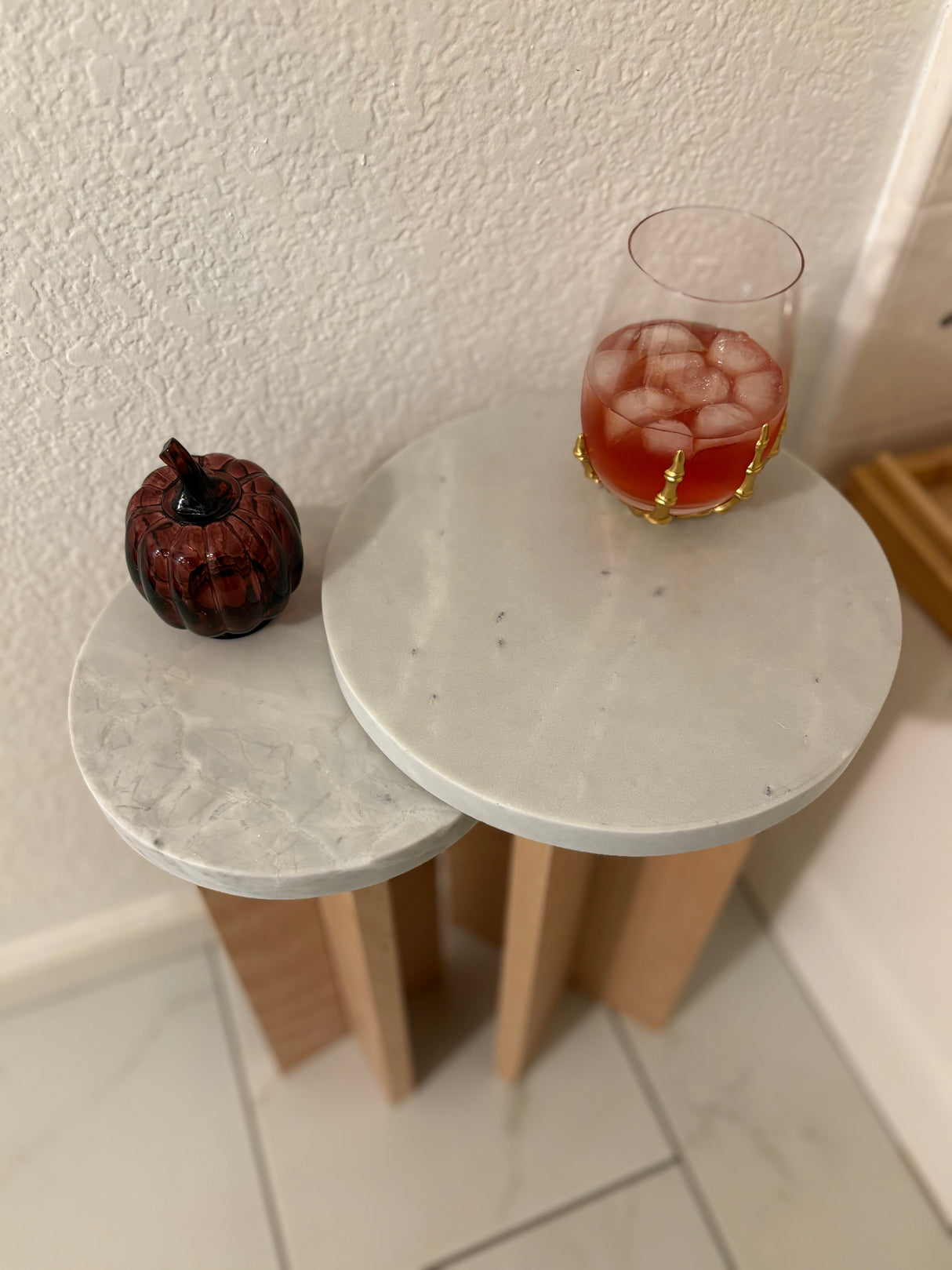 Marble End Tables - Beech Wood