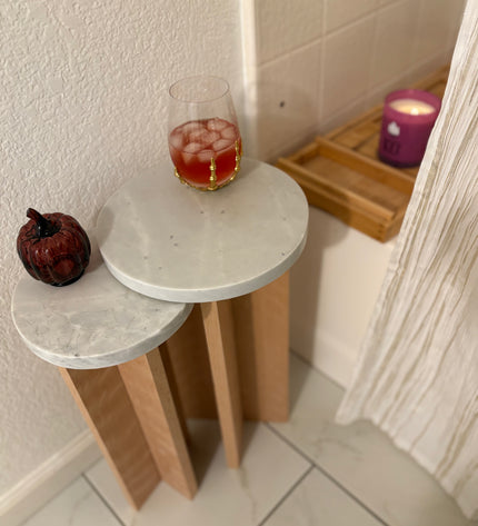 Marble End Tables - Beech Wood