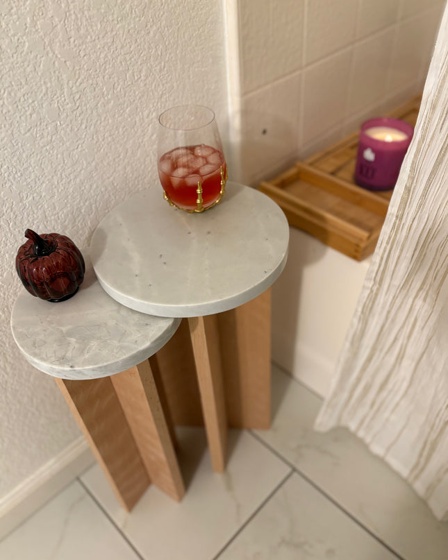 Marble End Tables - Beech Wood